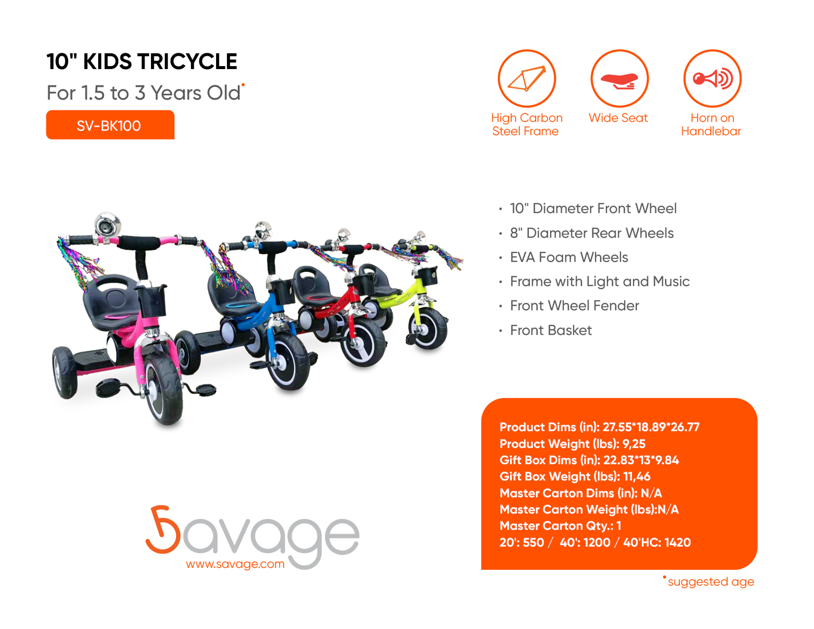 10" Kids Tricycle