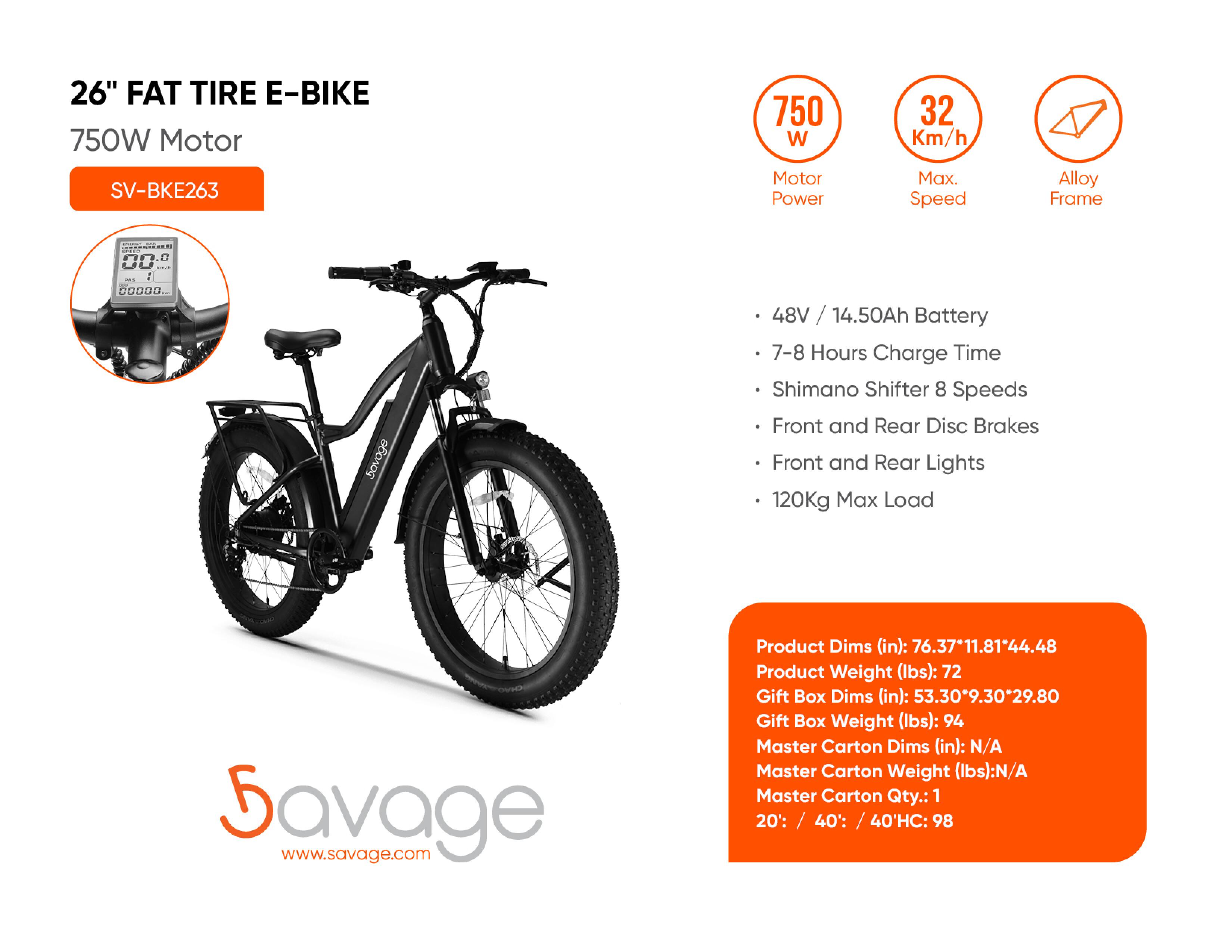 26" Fat Tire E-Bike